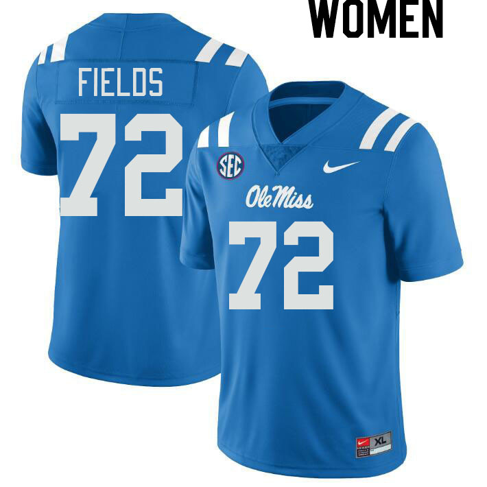 Women #72 Ethan Fields Ole Miss Rebels College Football Jerseyes Stitched Sale-Powder Blue - Click Image to Close